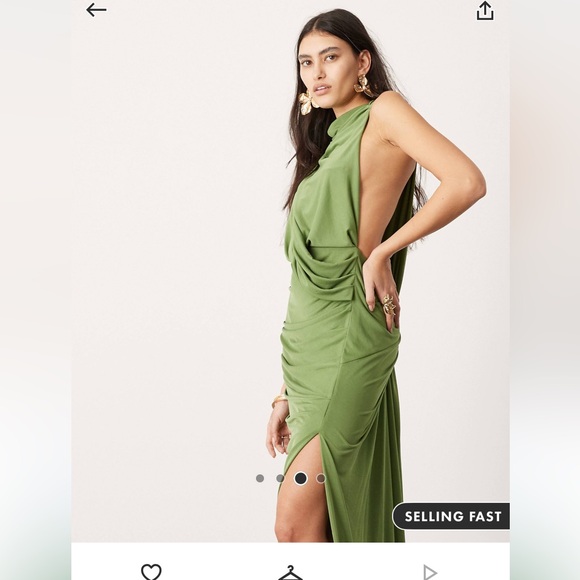 ASOS DESIGN WEDDING GUEST DRESS GREEN SIZE us 10 - Picture 3 of 5